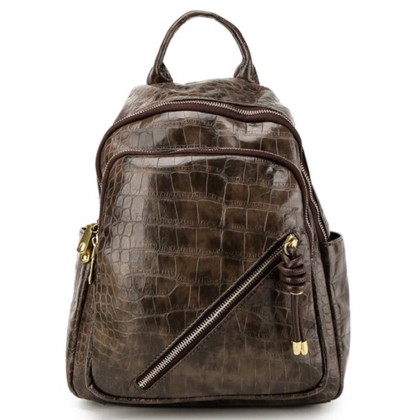 HUER Regyu Croc Embossed Backpack(9516-002)Brown