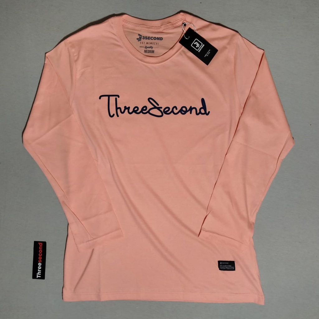 KAOS LENGAN PANJANG WANITA THREE SECOND T-SHIRT REGLAN DISTRO 3SECOND CEWEK  TERLARIS