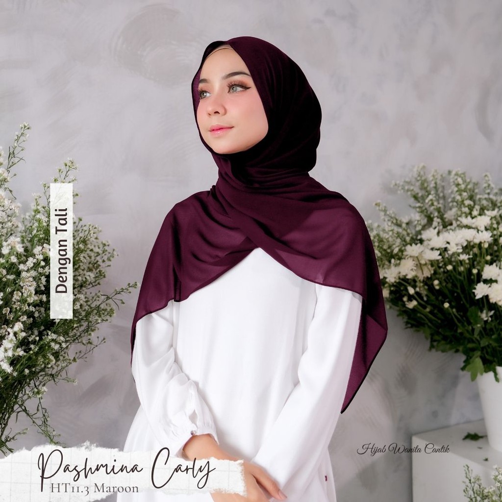 Hijabwanitacantik - Pashmina Carly (dengan tali) | Pashmina | Hijab Cerutti Babydoll