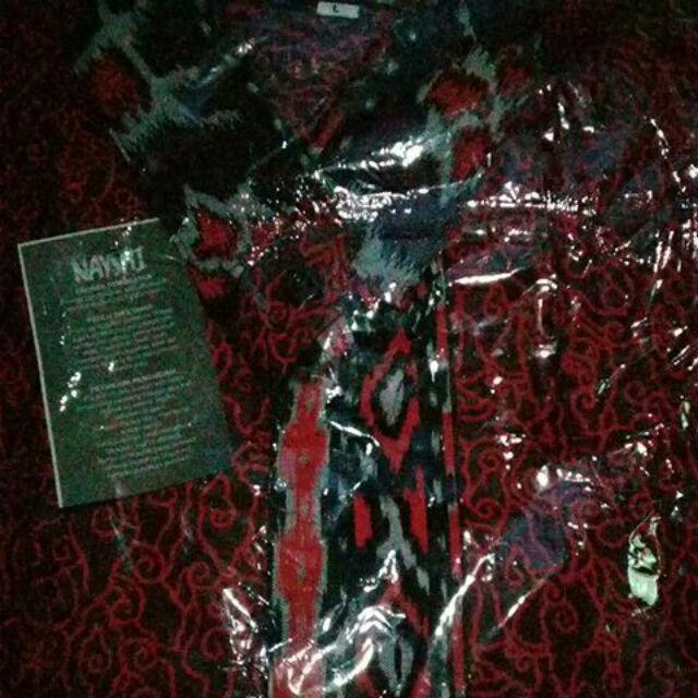 Nayshi Batik Hrb026 Baju Kemeja Batik Hem Sogan Prada Tulis Halus Original Megamendung Mesar Grosir