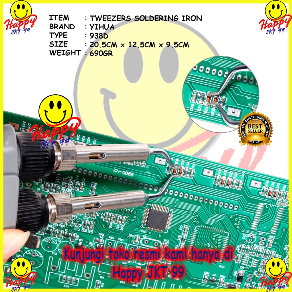 SOLDER YIHUA 938D 938 D HOT TWEZZER SOLDER JEPIT SOLDERING IRON BGA