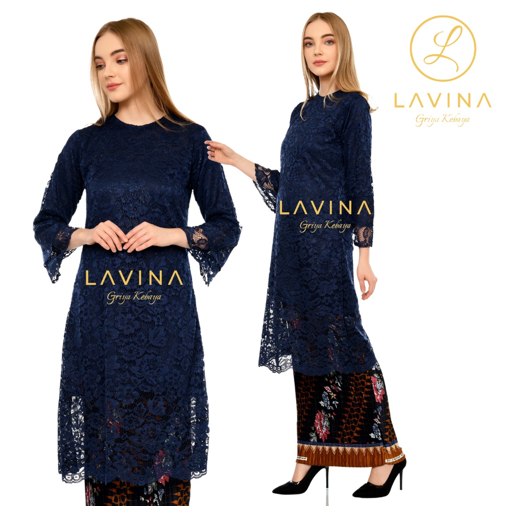 KEBAYA TUNIK BRUKAT MUSLIM MODERN DENGAN ROK PLISKET