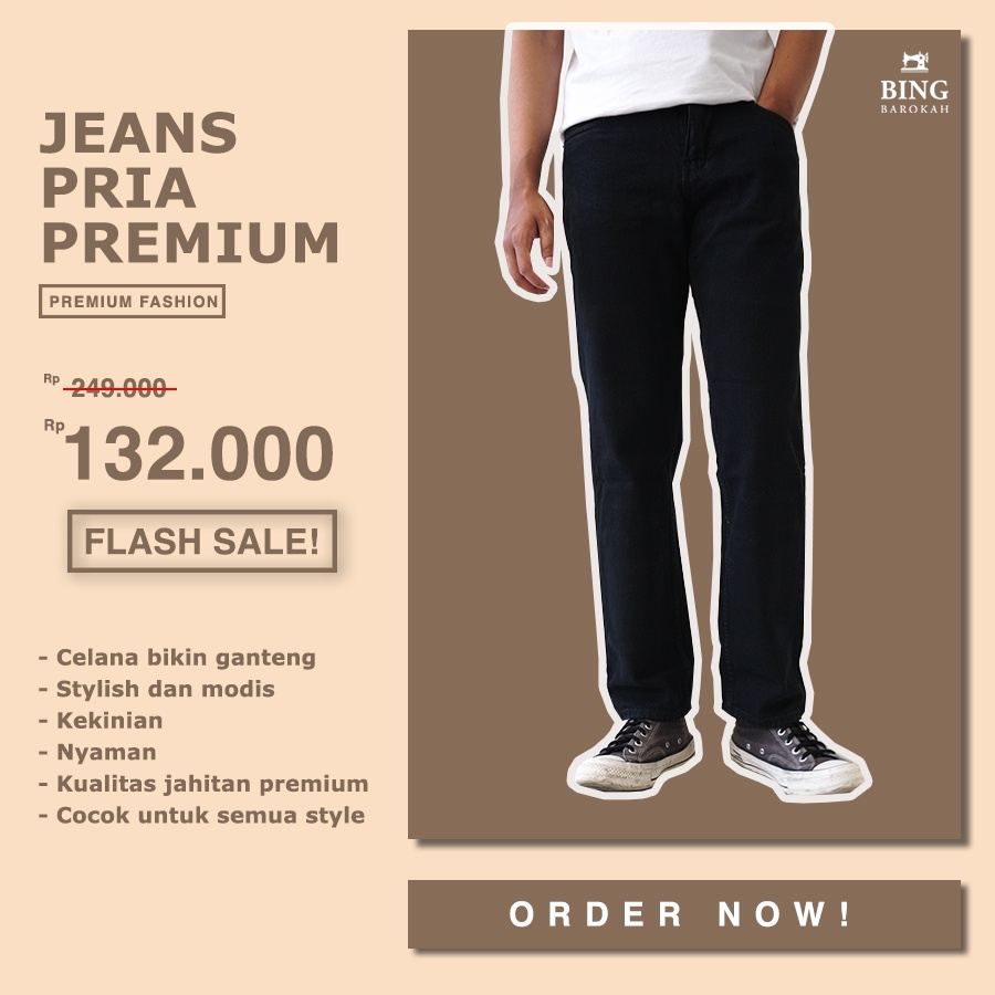 Celana Jeans Hitam Pria - Jeans Pria Premium - Jeans Hitam Cowo