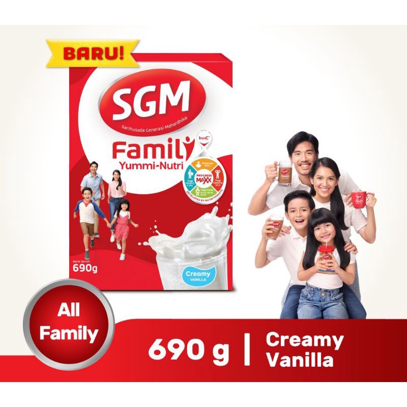 SGM FAMILY YUMMI NUTRI VANILA 690 G SUSU BUBUK KELUARGA
