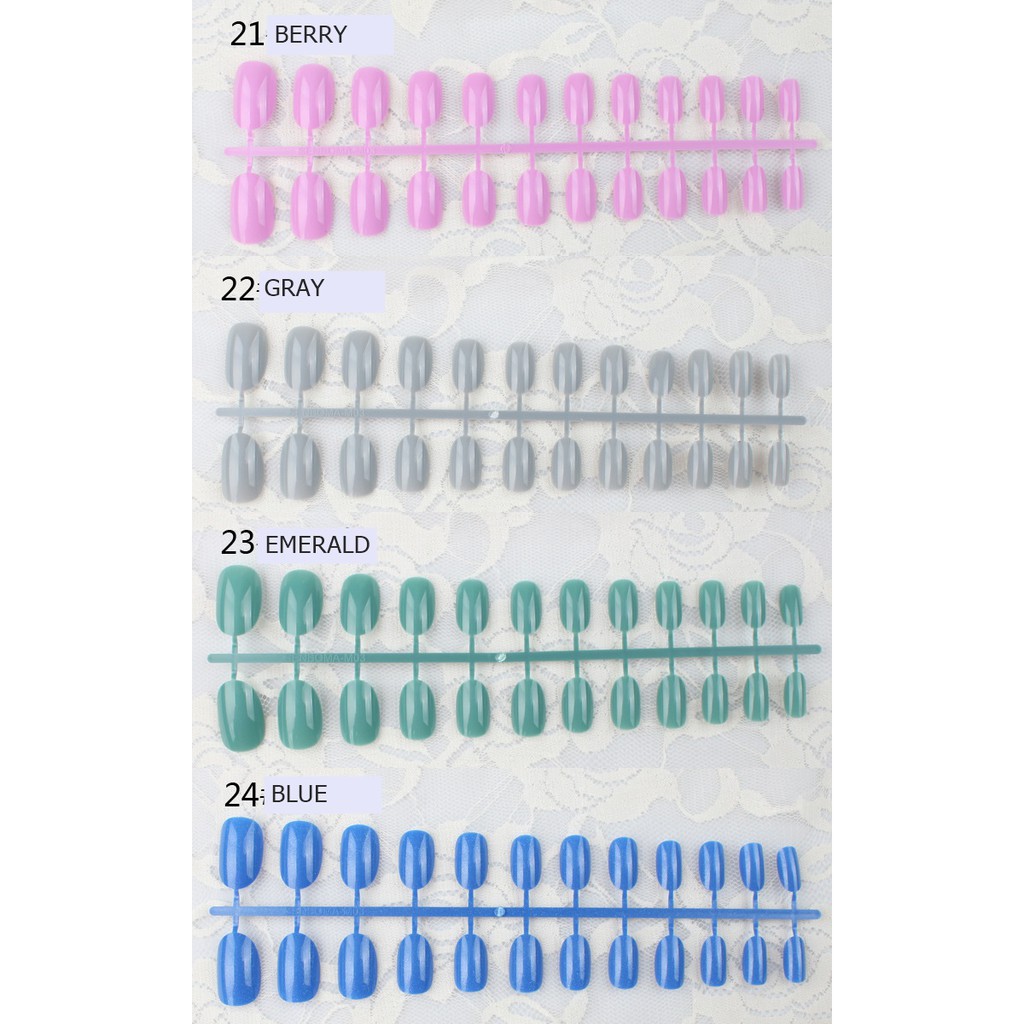 KUKU PALSU FAKE NAILS OVAL GLOSSY STYLE 24PCS BAG 2