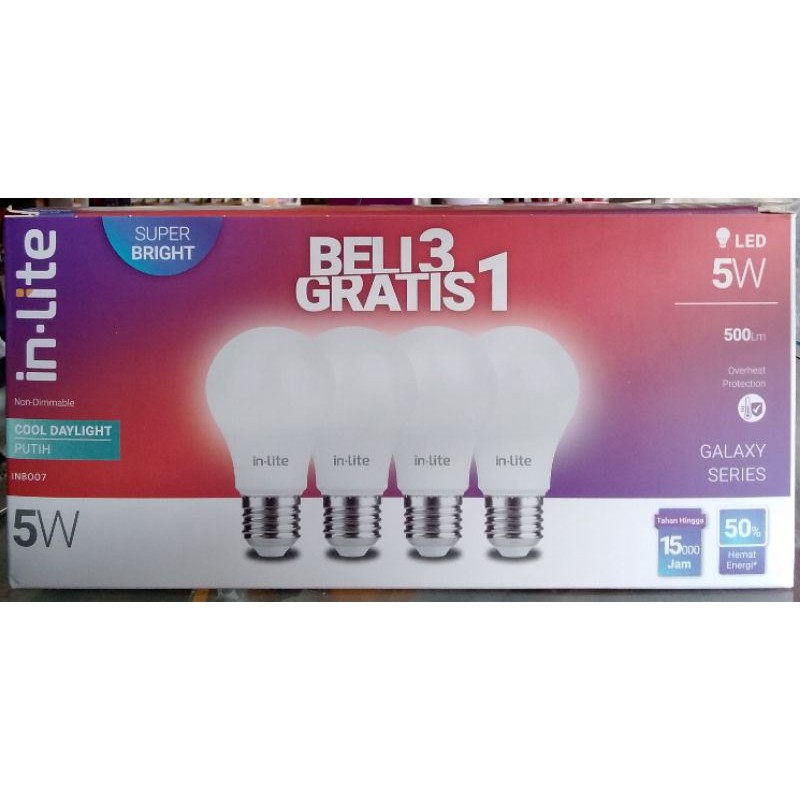 In Lite Lampu LED Multipack Beli 3 gratis 1  5W, 7W, 9W, 12W, 15W