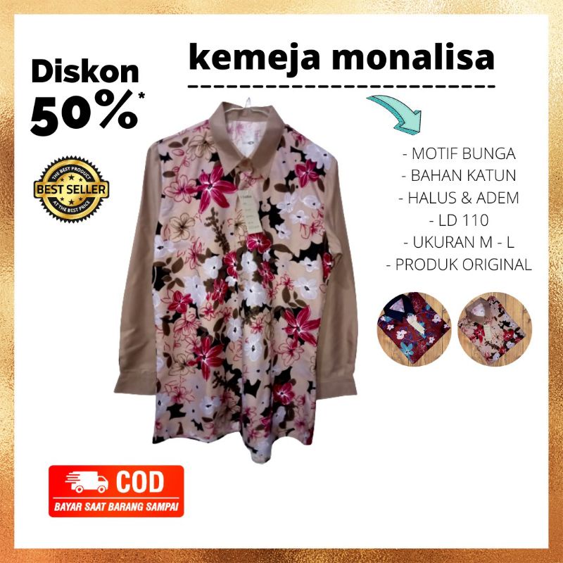 kemeja wanita terbaru || kemeja monalisa motif bunga