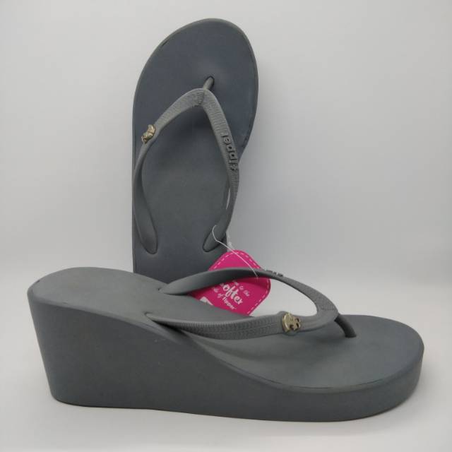Sandal Hak keren Fipper Wedges Grey Original