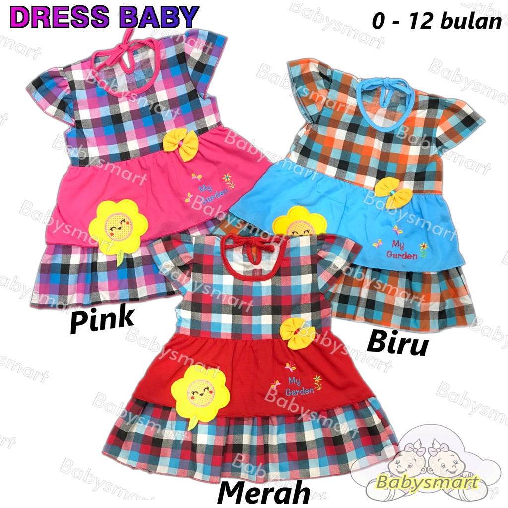 Babysmart - Baju Dress bayi/Anak Perempuan motif GARDEN PLANET KIDS usia 0 -12 bulan / Pakaian anak Cewek