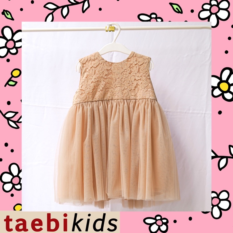 Kids Party Mini Dress Tulle Cream Color Korea Dress Anak Pesta