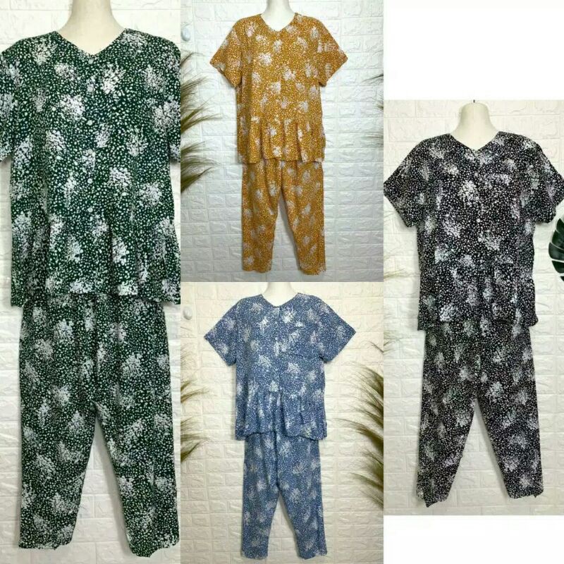 SETELAN KATUN RAYON PIYAMA LENGAN PENDEK CELANA PANJANG