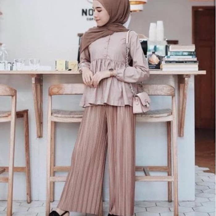 CELANA PLISKET CELANA KULOT PLISKET PANJANG WANITA PINGGANG KARET BISA COD