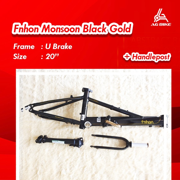 Frame set Fnhon Monsoon Black Gold Hitam Emas U brake not Discbrake DB Blast Storm