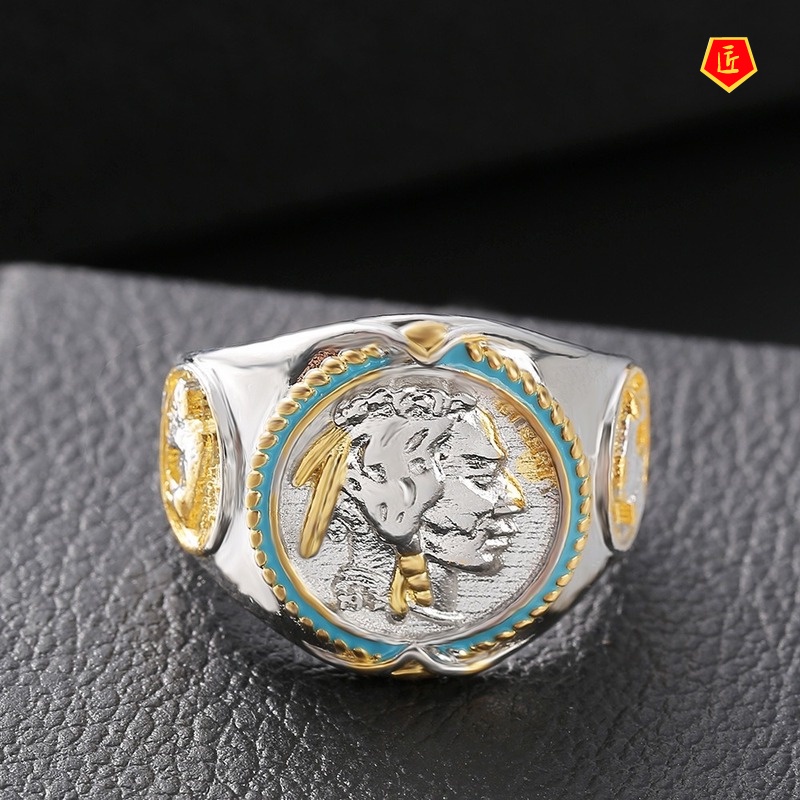 [Ready Stock]Hip Hop Personality Carved Portrait Ring