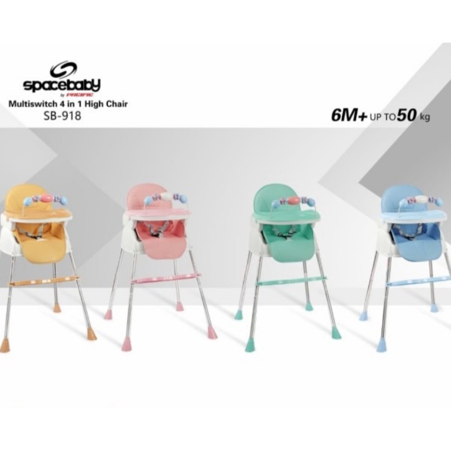 Instan Baby High Chair Spacebaby SB918 Multiswitch 4 in 1 Kursi Makan Anak Bayi Balita By Pacific-6
