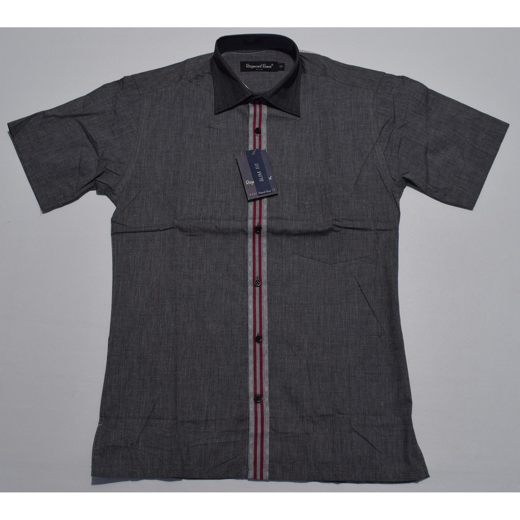 Kemeja Pria RAYMOND RENEE Lengan Pendek Abu Tua Slim Fit A0590 Original & Real Picture