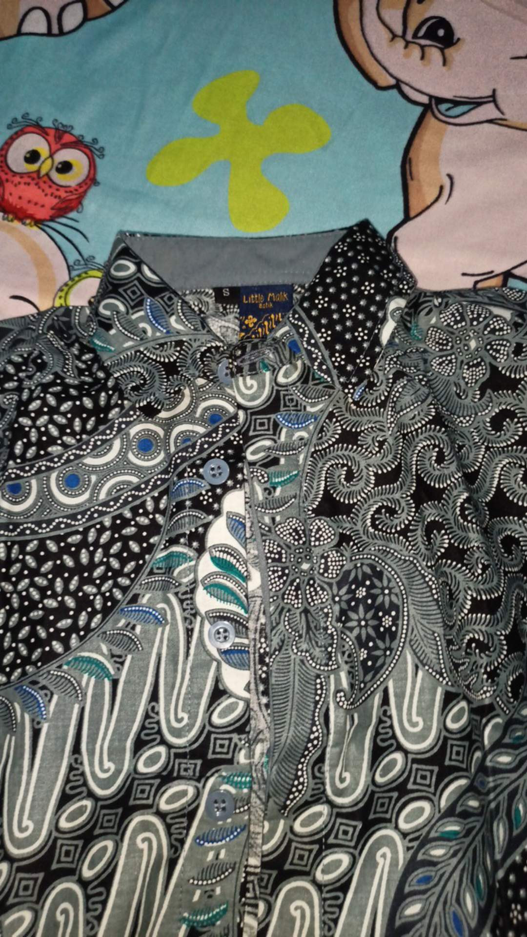 Kemeja Batik Couple Anak & Ayah Panjang / Pendek Warna Abu