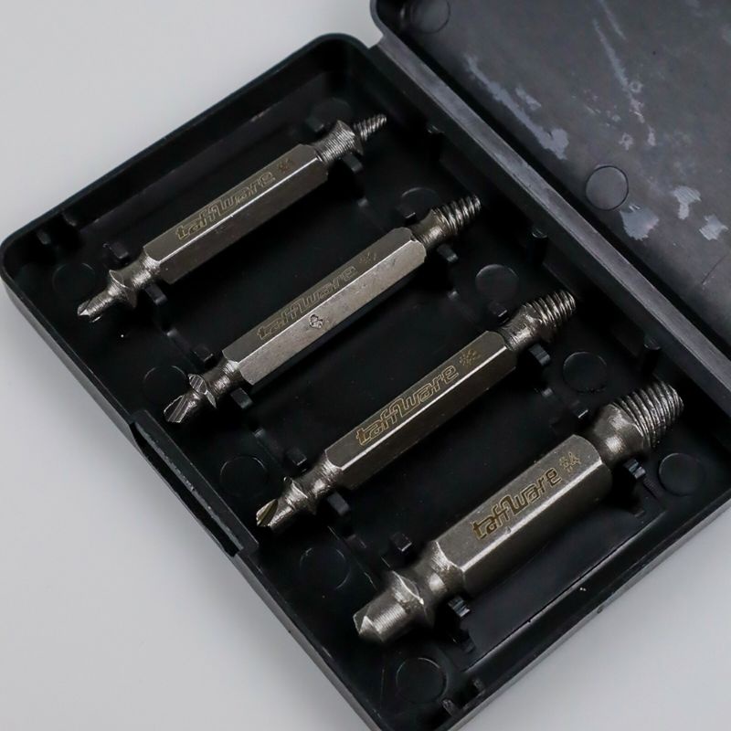 4 Pics Alat pembuka pelepas baut rusak patah Screw Extractor Broken Striped Screw Remover