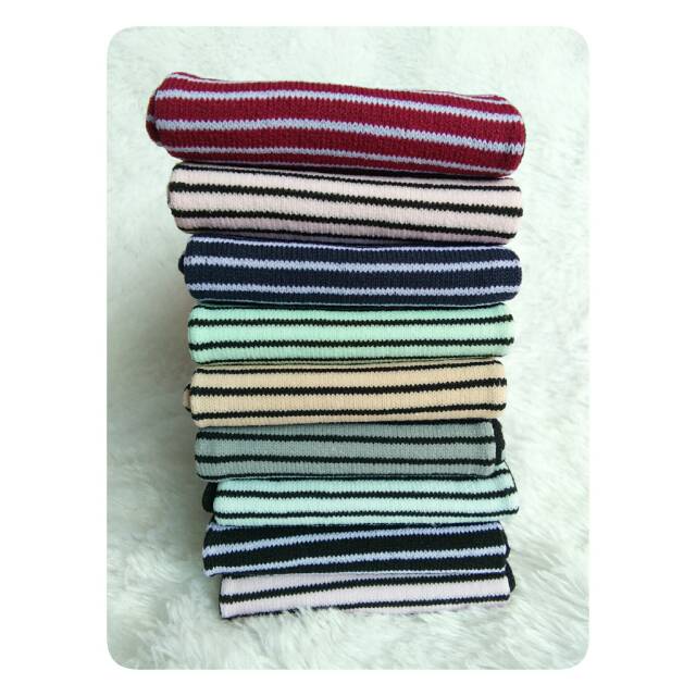Kaos Kaki Jempol Muslimah Motif Stripes/Garis, Tapak Hitam, Panjang, Murah, Nylon Spandex, Size L