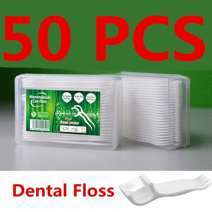 benang tusuk gigi pembersih sela gigi steril 1 Box isi 50 LBX Macromolecul carea Dental floss