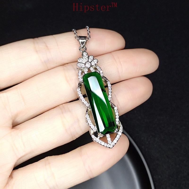 Classic Luxury Platinum Vintage Colored Gems Brand Pendant Necklace