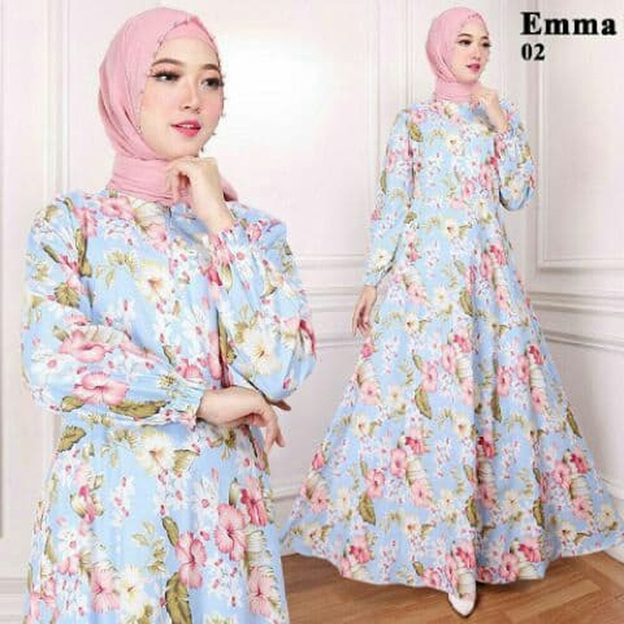 Maxi Emma (02) Biru Muda  0039 - GAMIS MUSLIMAH KEKINIAN TERMURAH