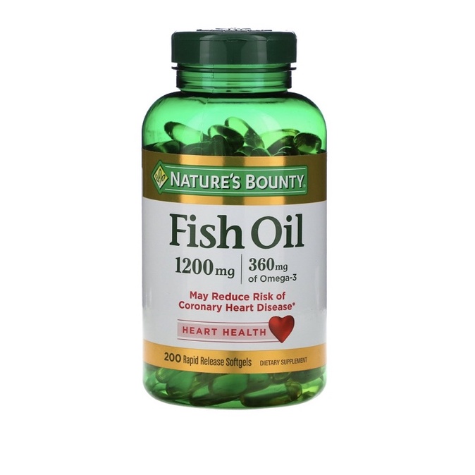NATURE’S BOUNTY FISH OIL 1200mg, 360mg, 200 rapid release softgels OMEGA 3 SUPLEMEN KESEHATAN