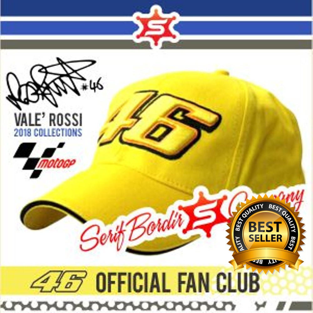 Topi Baseball Kuning Vr46 Yellow Rossi Pria Bordir