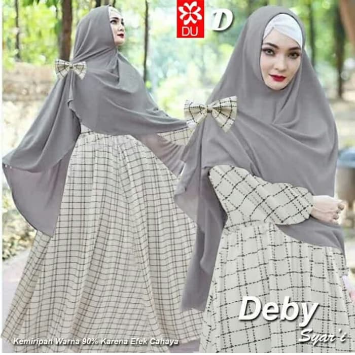 NISSA SABYAN  Baju Gamis Jumbo Syari Deby, Gamis Wanita Muslim, Gamis Jersey XL Ori - Putih