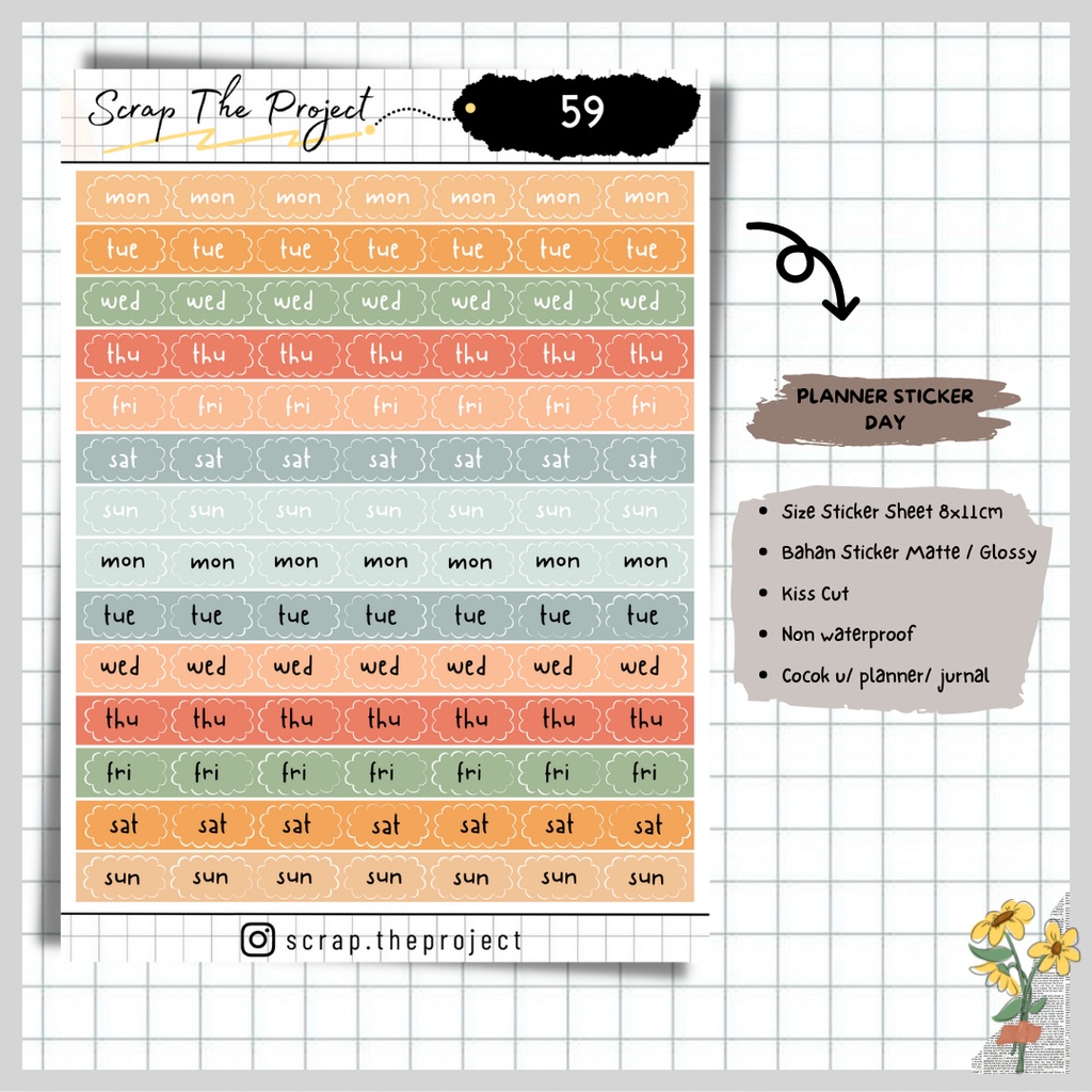 

STICKER PLANNER JOURNAL / STICKER NAME OF DAY / STP - 59