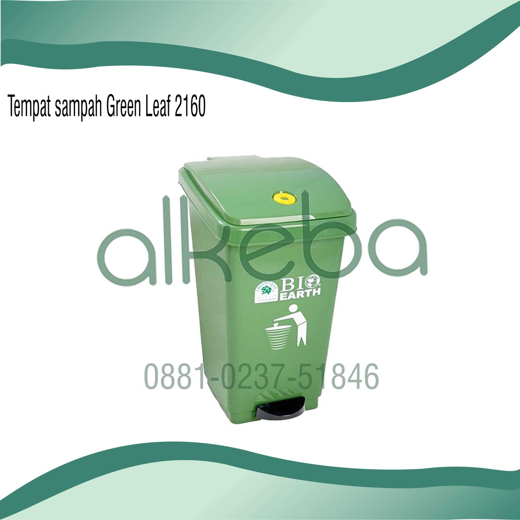 TEMPAT SAMPAH INJAK 50 LITER BIO EARTH GREEN LEAF 2160 GREENLEAF PEDAL