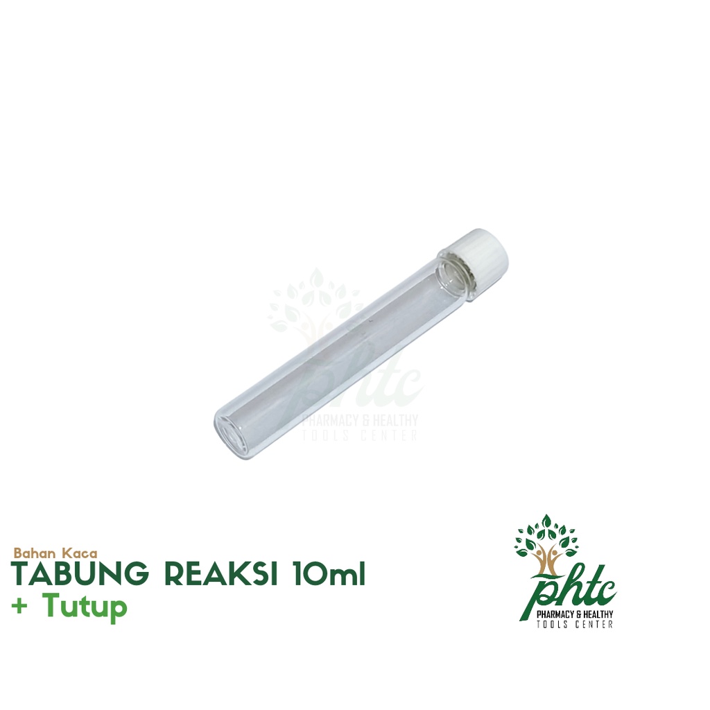 Tabung Reaksi 10ml + Tutup Ulir l Tabung Reaksi Kaca Tutup