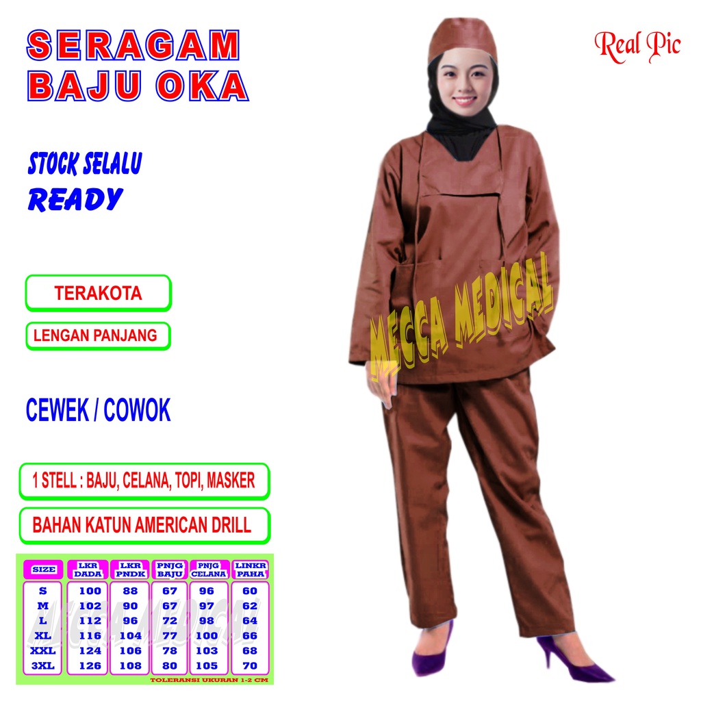 Baju Oka  Baju Jaga  Baju Perawat  Pria &amp; Wanita Lengan Panjang