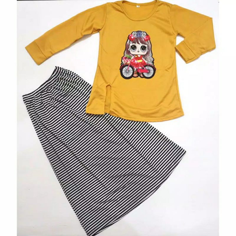 Gamis anak setelan rok anak perempuan usia umur 5 6 7 8 9 10 tahun baju ngaji busana muslim LOL LED