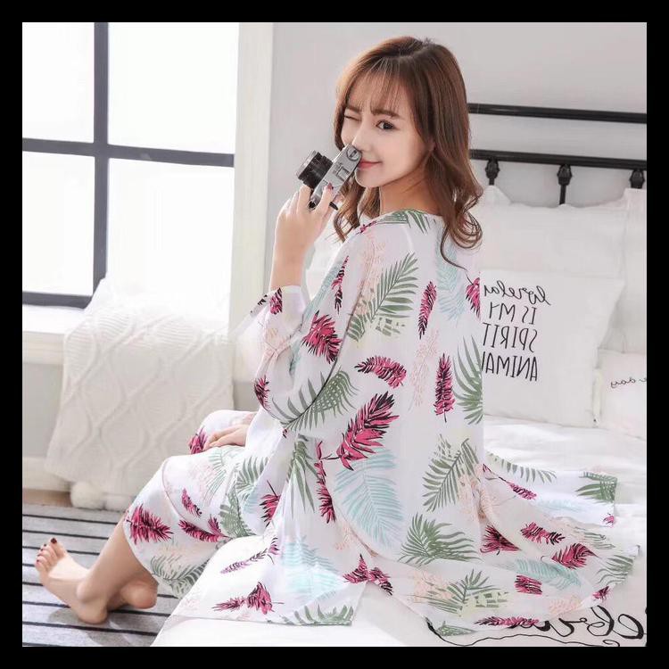 BAJUTIDUR PIYAMA WANITA KIMONO 3IN1 KATUN HIGH QUALITY 002 SET IMPORT