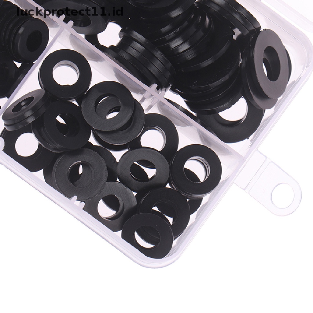 350pcs / set Ring washer M2 / M2.5 / M3 / M4 / M5 / M6 / M8 Bahan Nilon Warna Hitam