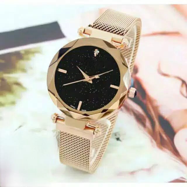 ( Dikirim Dari Jakarta ) Ready 5 Warna Jam Tangan Wanita Diyor Magnet Mata Satu Case Rose