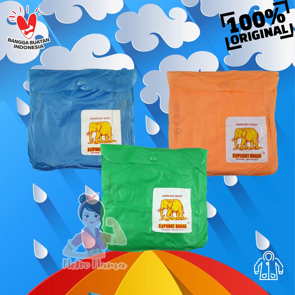 Jas Hujan Anak Raincoat Kiddy Elephant Brand Gajah Asli