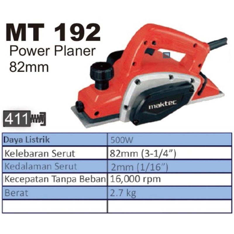 MAKTEC Mesin Serut Planer Ketam MT 192