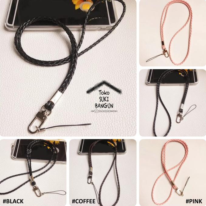 

[[COD]] NT-001 Tali Lanyard Name Tag ID Card Strap Leather BRAIDED Kepang CUCI GUDANG Kode 1227