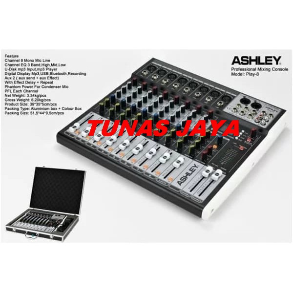 MIXER AUDIO ASHLEY PLAY 8 + KOPER ORIGINAL 8CH-USB-BT-MP3