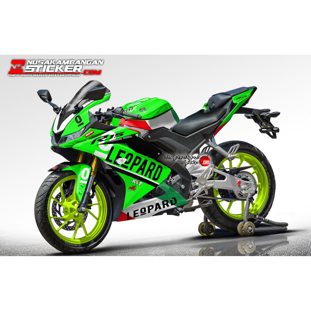Decal Stiker Motor Yamaha R15 V3 Full Body Leopad Hijau Racing Team Sticker Custom Variasi Motif Kar