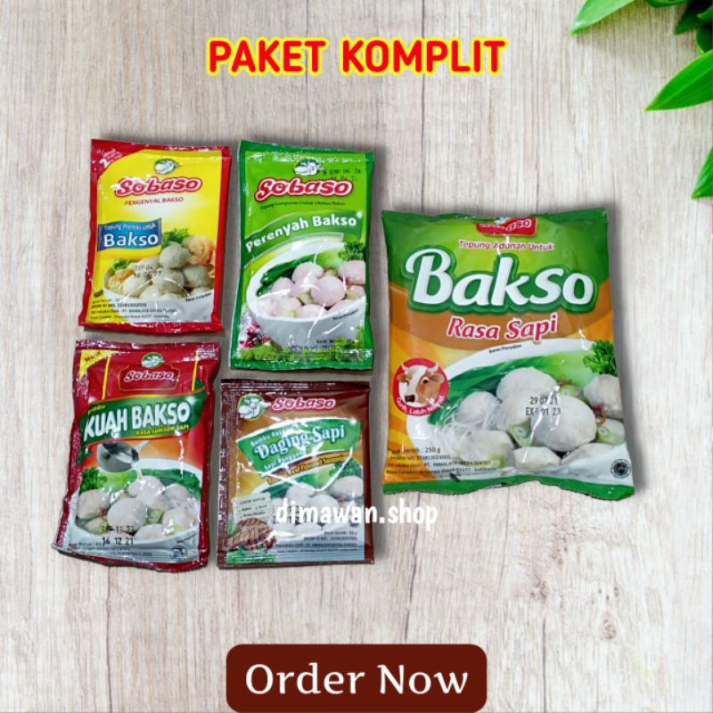 SOBASO Tepung bakso paket komplit rasa sapi bumbu kuah sumsum sapi