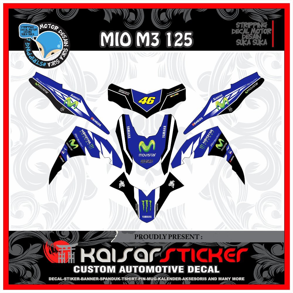 STICKER STRIPING STICKER MIO M3 Z BIRU Termurah