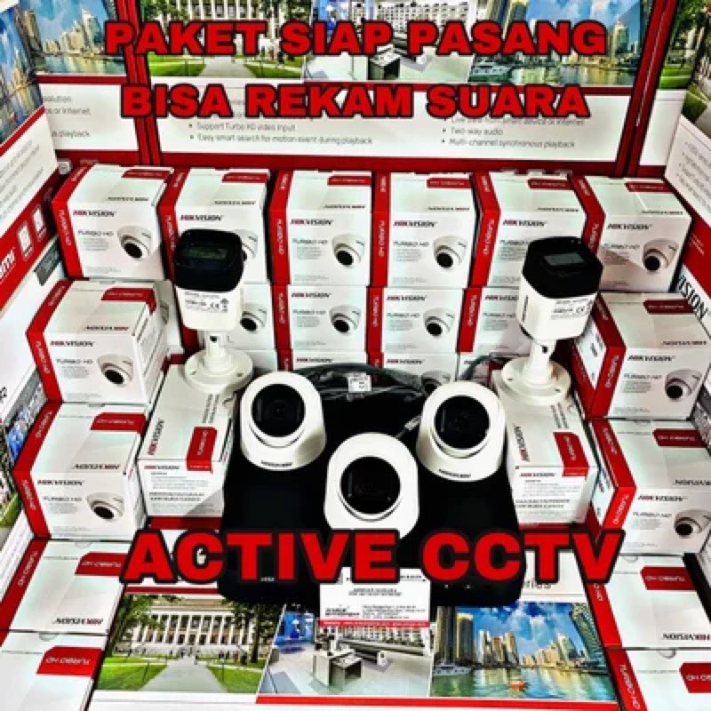 paket camera cctv 5 kamera hikvision 2mp audio built in mic 1080p 8 channel ch bisa rekam suara 8ch