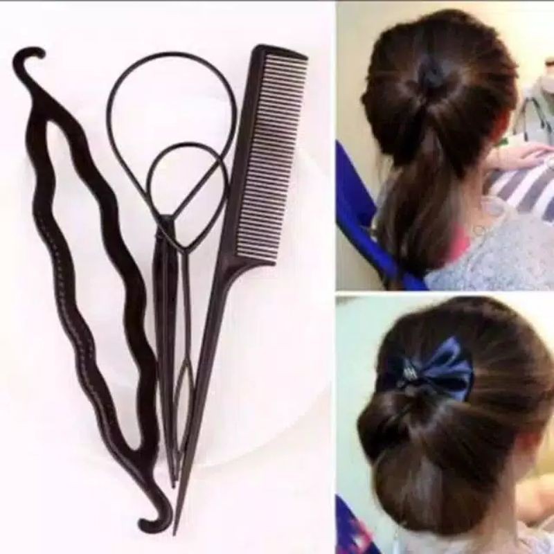 ALAT STYLING SANGGUL RAMBUT 4IN1 SET SISIR PENJEPIT SANGGUL