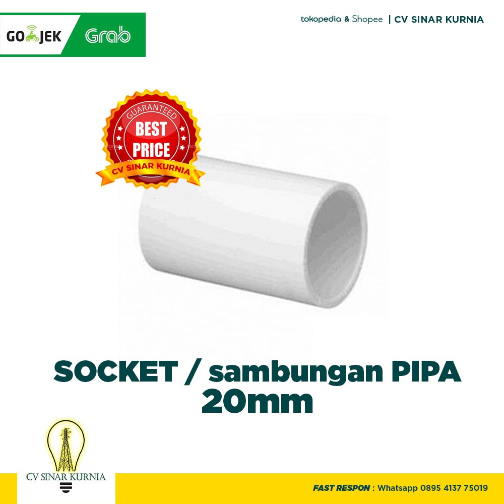 Sok 20mm / Sock Pipa Listrik / Sambungan Pipa Listrik / Socket Conduit