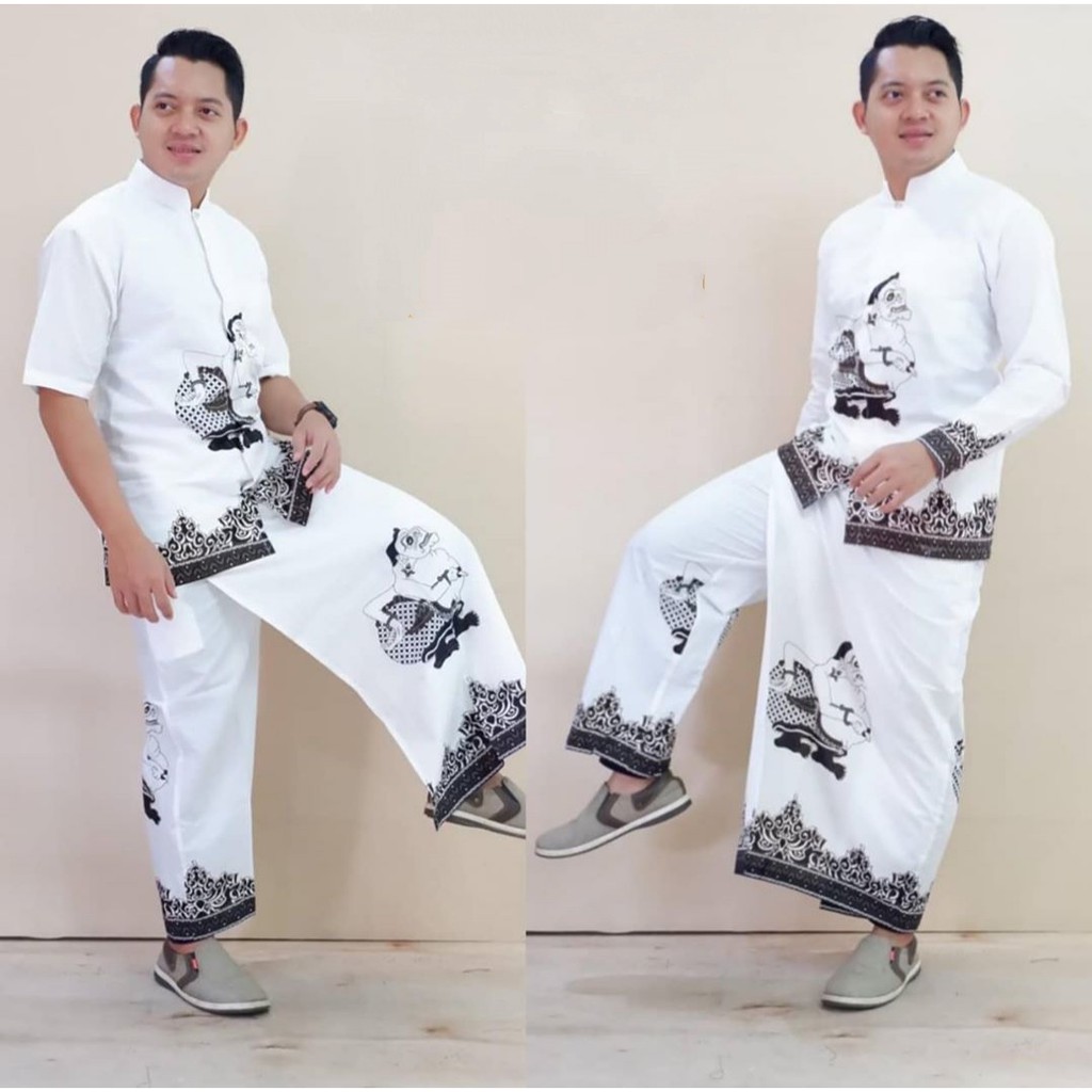 BAJU MUSLIM BATIK-BAJU KOKO BATIK DAPAT CELANA SARUNG MOTIF SEMAR