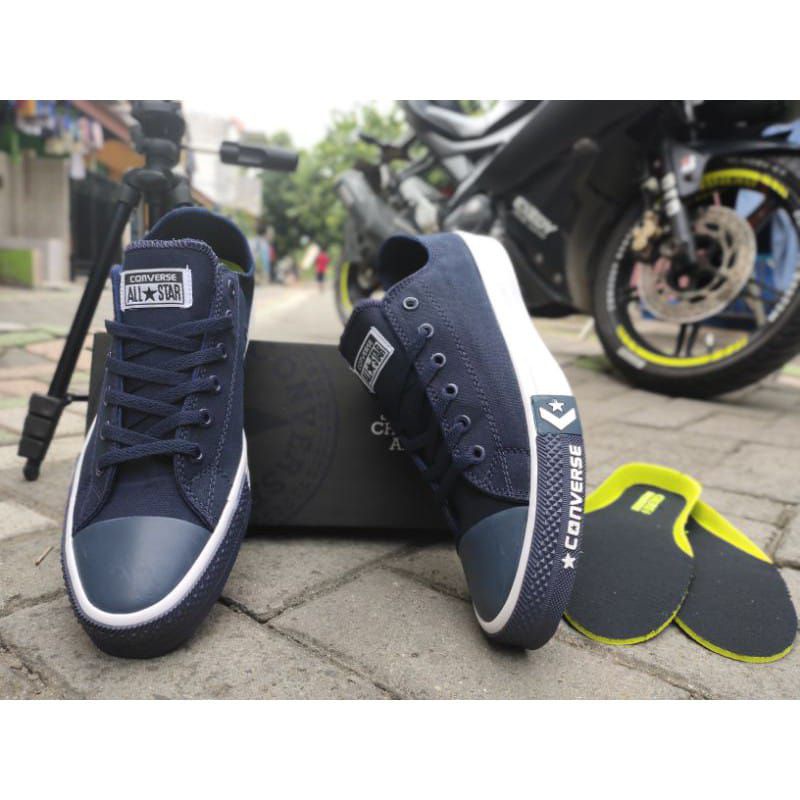 Sepatu Sneakers Terbaru Converse  Chuck Taylor ll low pendek army black ox white-Navy bw