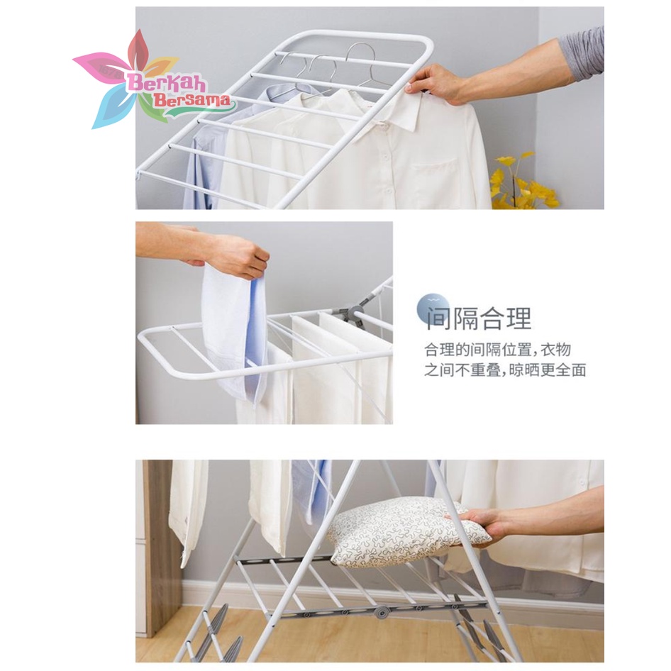RT92 jemuran hanger gantungan baju sepatu pakaian stand lipat BB6385